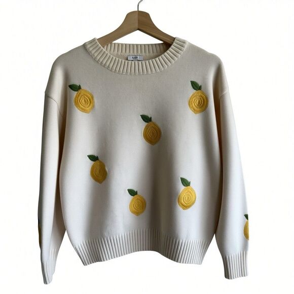 Voy Sweaters - Voy Sweater S Lemon Embroidered Women’s Pullover